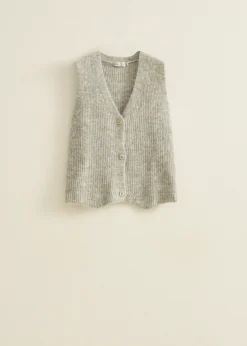 Discount Cotton Club Gebreid gilet grijsgemêleerd