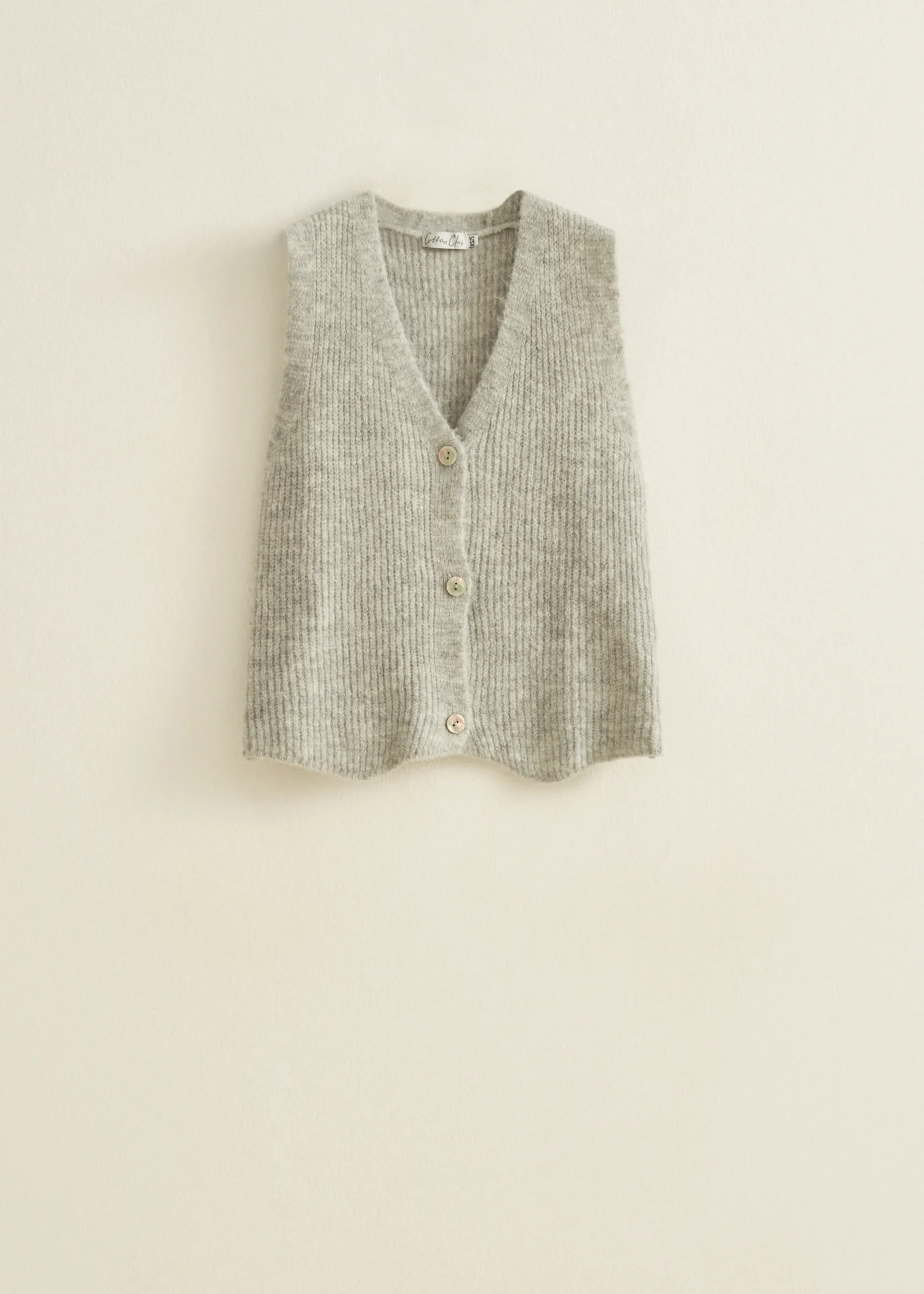 Discount Cotton Club Gebreid gilet grijsgemêleerd
