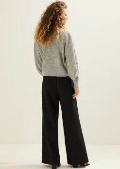 Clearance Cotton Club Gebreid vest kort grijsgem&ecirc;leerd