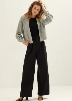 Clearance Cotton Club Gebreid vest kort grijsgemêleerd