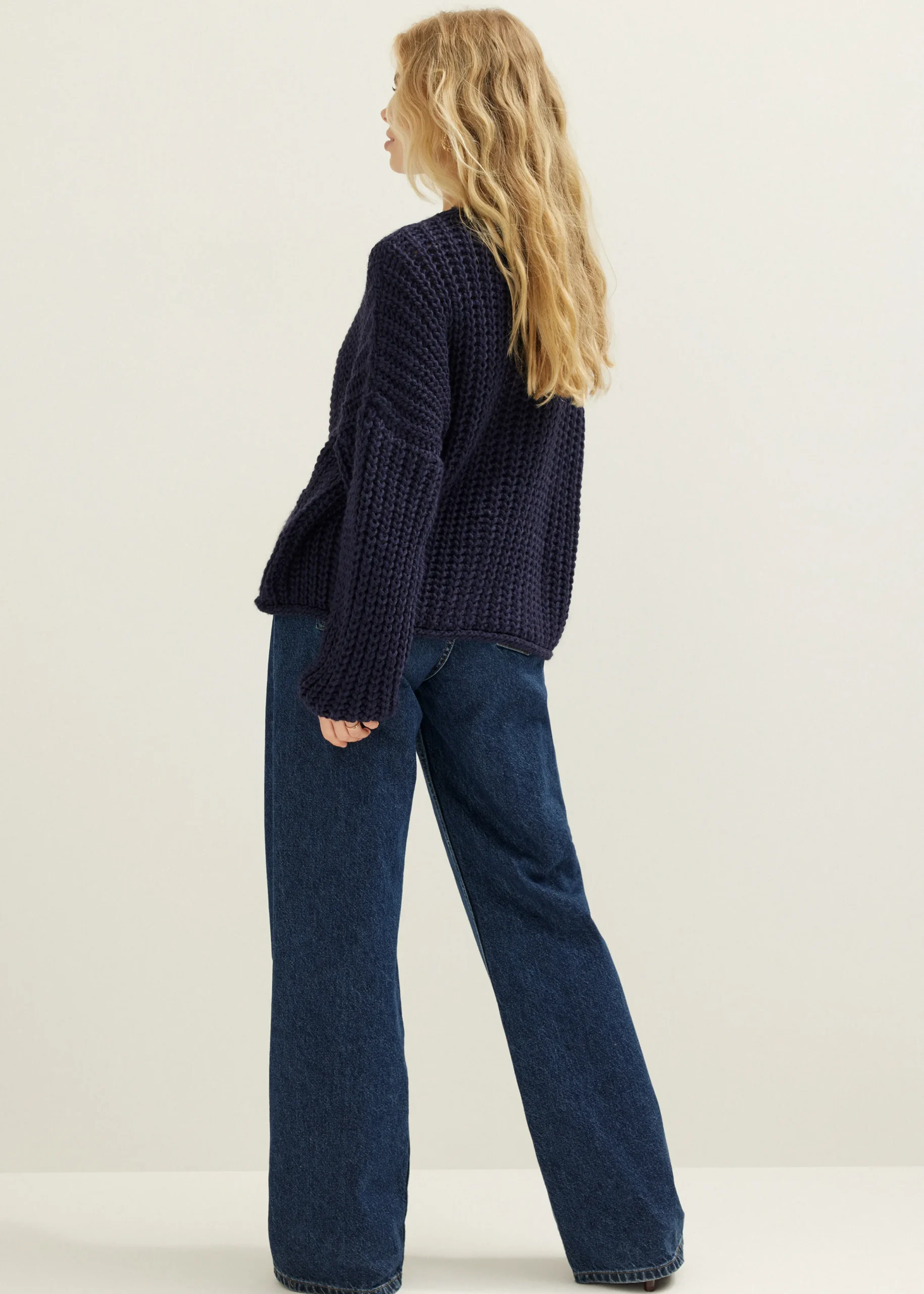 Hot Cotton Club Gebreid vest met knopen donkerblauw
