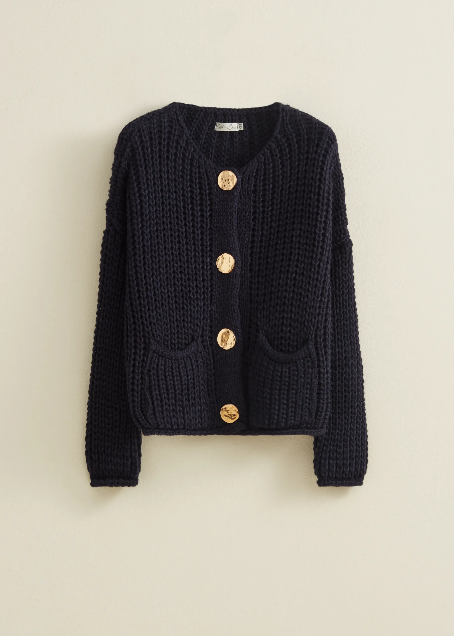 Hot Cotton Club Gebreid vest met knopen donkerblauw