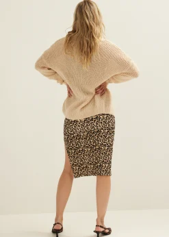 Hot Cotton Club Gebreid vest met loose fit zand