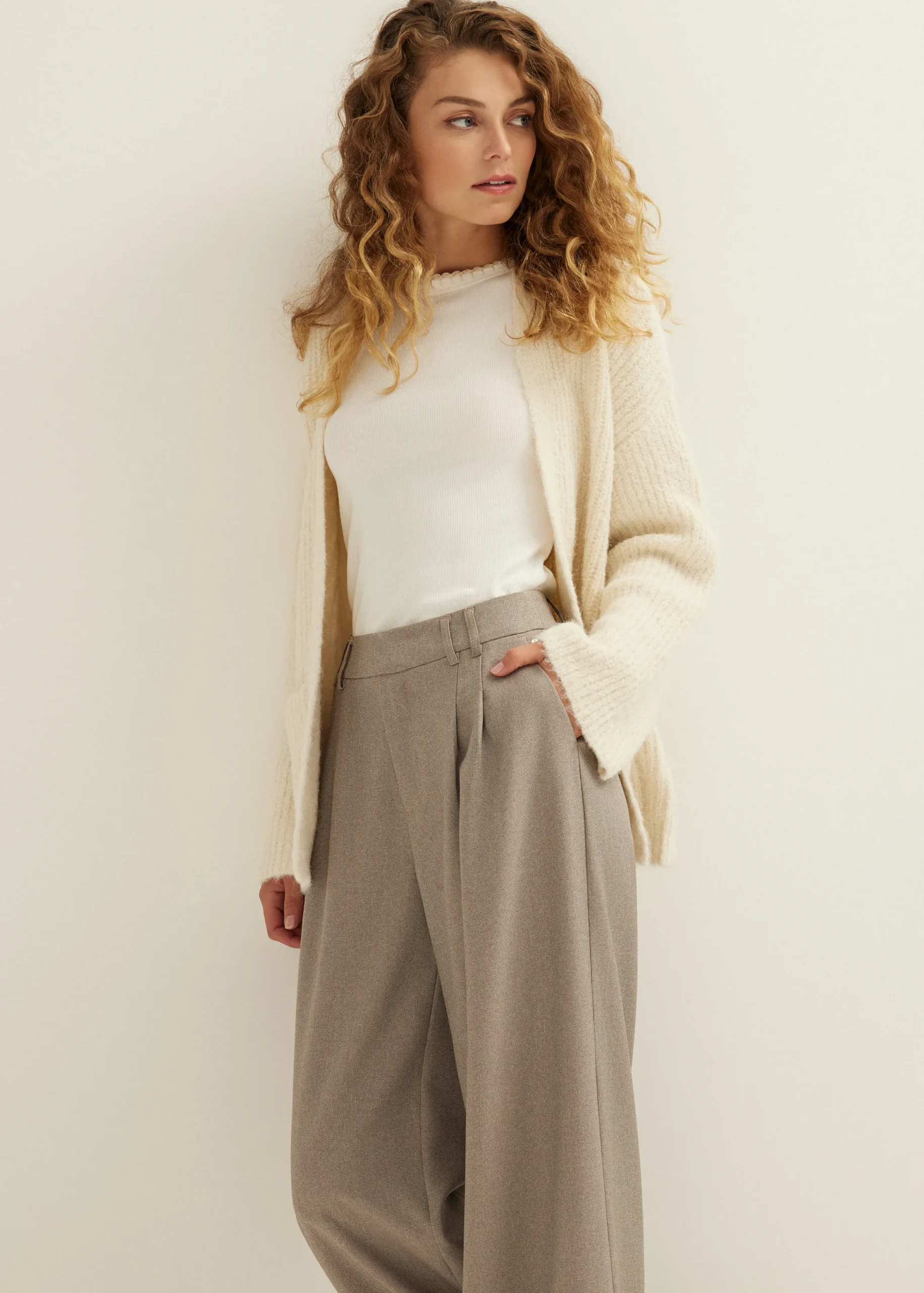 Sale Cotton Club Gebreid vest met zakken ecru
