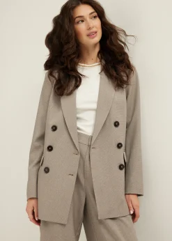 Fashion Cotton Club Gemêleerde double breasted blazer bruingemêleerd