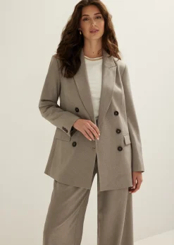 Fashion Cotton Club Gemêleerde double breasted blazer bruingemêleerd