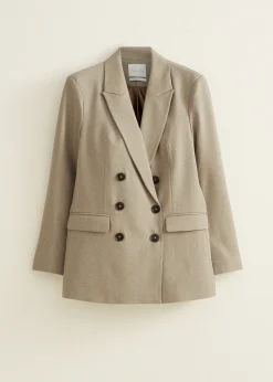 Fashion Cotton Club Gemêleerde double breasted blazer bruingemêleerd