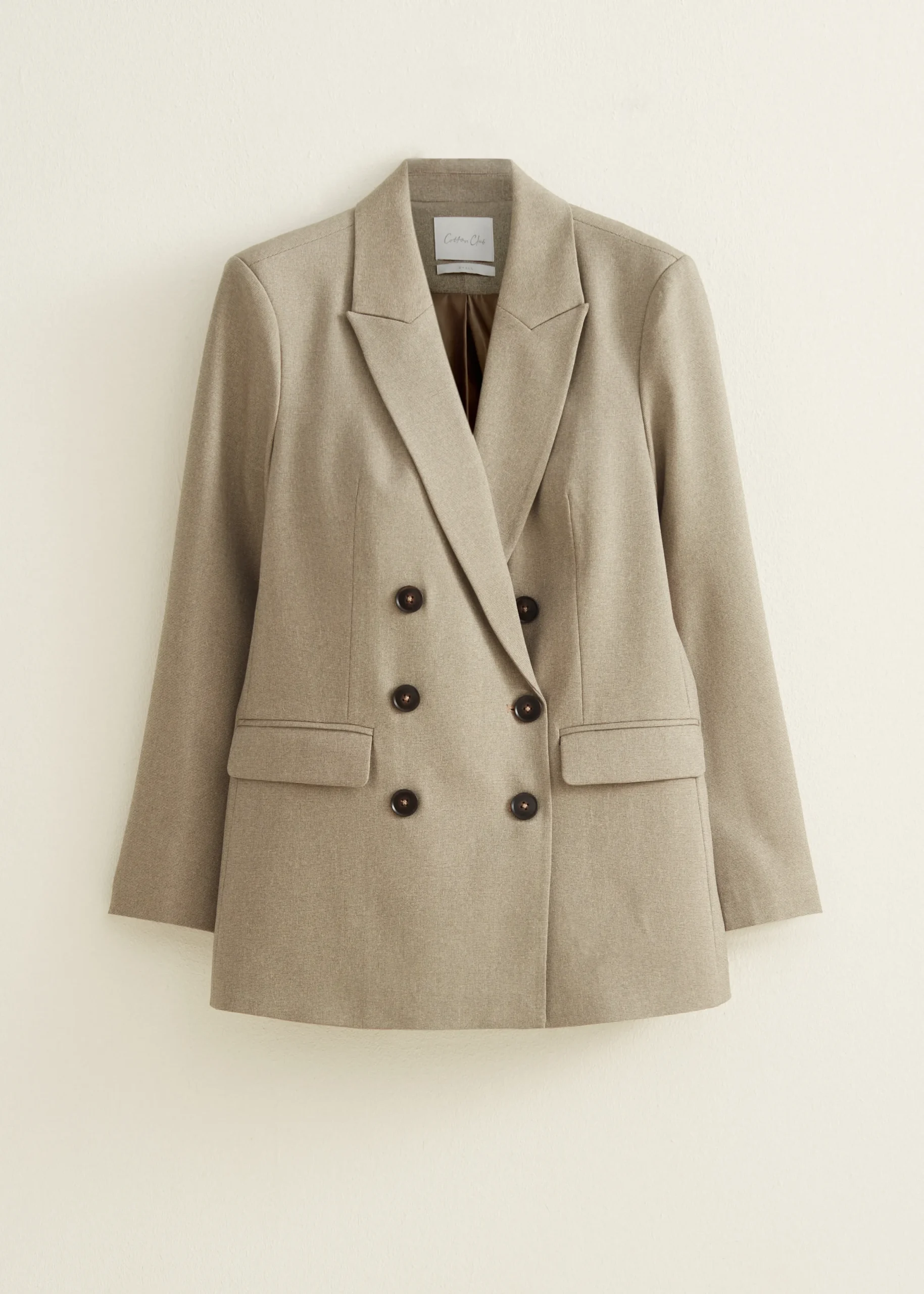 Fashion Cotton Club Gemêleerde double breasted blazer bruingemêleerd