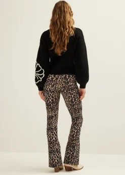 Outlet Cotton Club Gerbeide trui met bloemen zwart