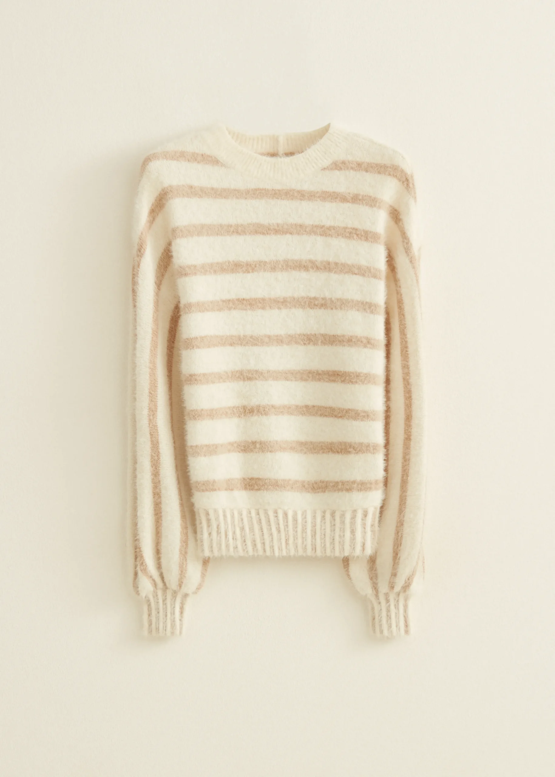Discount Cotton Club Gestreepte trui met structuur ecru