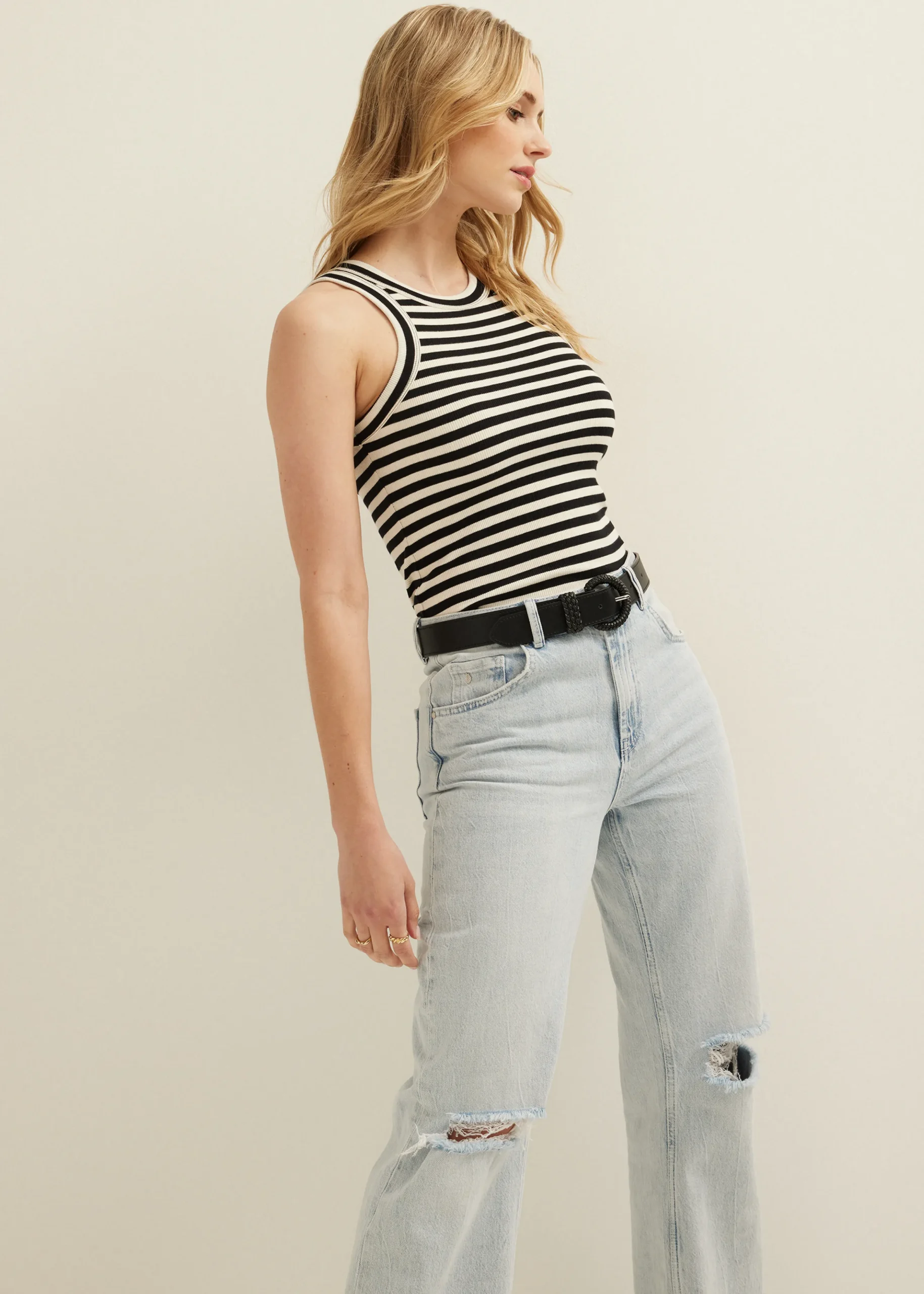 New Cotton Club Gestreept singlet met structuur meerkleurig