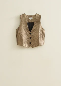 Online Cotton Club Gilet metallic goud