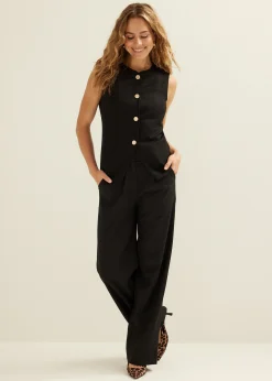 Best Cotton Club Gilet met knopen zwart