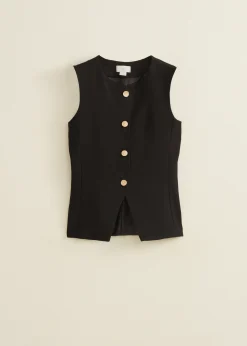 Best Cotton Club Gilet met knopen zwart
