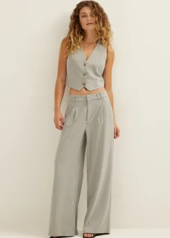 Discount Cotton Club Gilet met krijtstreep grijsgemêleerd