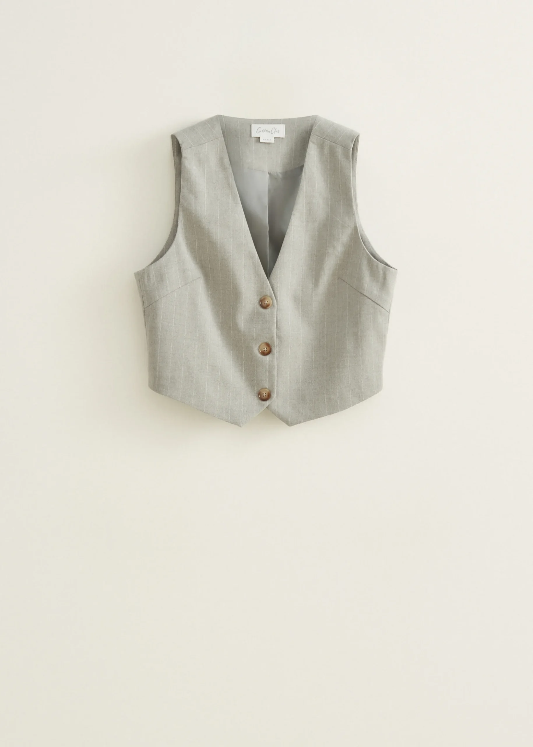 Discount Cotton Club Gilet met krijtstreep grijsgemêleerd