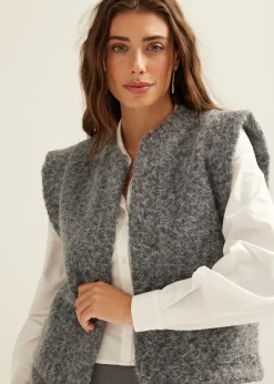 Online Cotton Club Gilet met wollen look grijsgem&ecirc;leerd