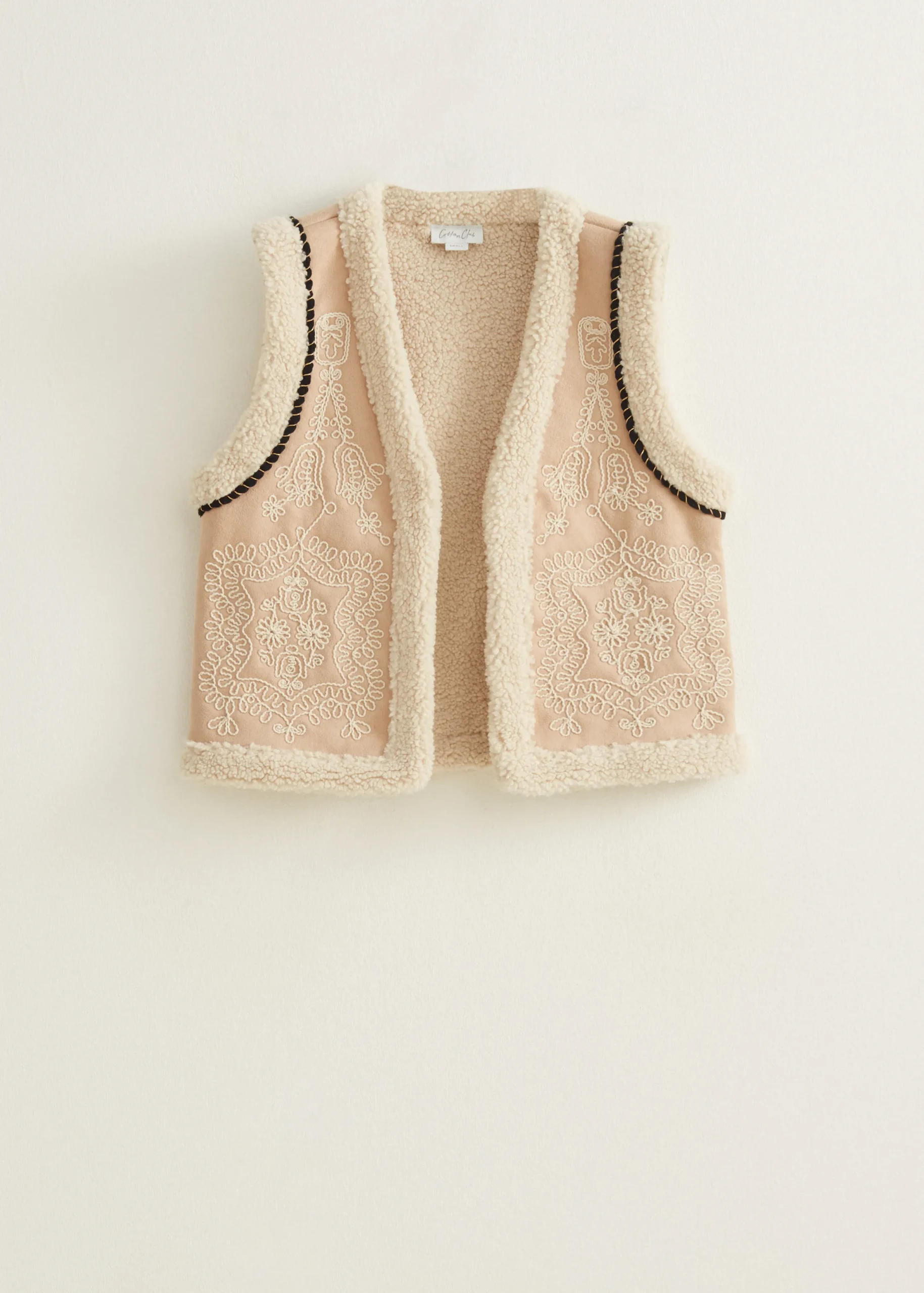 Best Cotton Club Gilet teddy geborduurd donkerzand