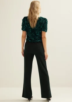 Hot Cotton Club Glitterbroek donkeraqua