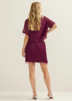 Fashion Cotton Club Glitter top fancy aubergine,donker