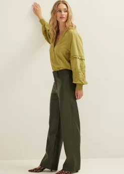 Discount Cotton Club Imitatieleren broek groen,denne