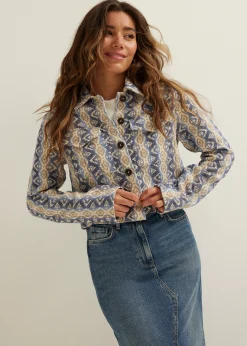 Online Cotton Club Jack met jacquard patroon royalblauw