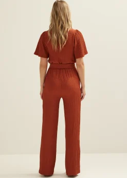 Clearance Cotton Club Jumpsuit met ceintuur middenbruin