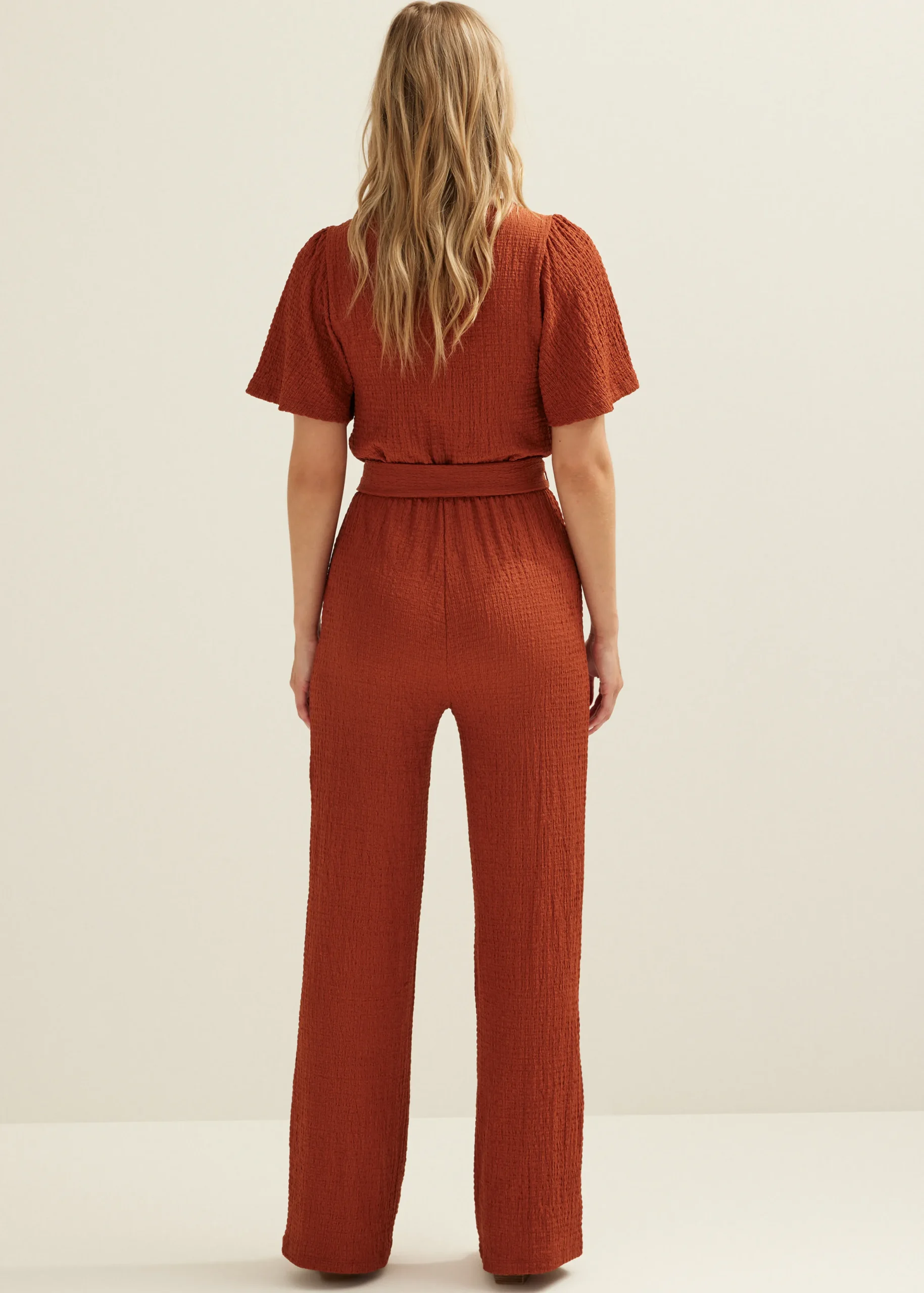 Clearance Cotton Club Jumpsuit met ceintuur middenbruin