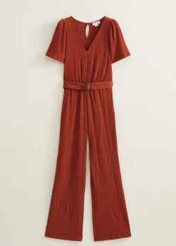 Clearance Cotton Club Jumpsuit met ceintuur middenbruin