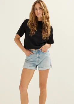 Hot Cotton Club Kort basic t-shirt zwart