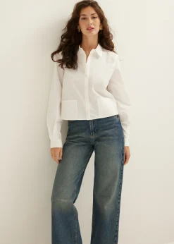 Sale Cotton Club Korte blouse poplin wit,off-white