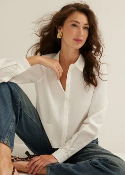 Sale Cotton Club Korte blouse poplin wit,off-white