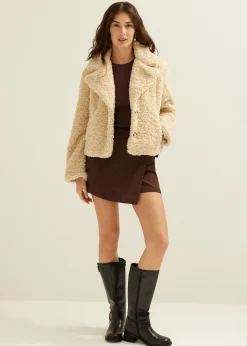 Outlet Cotton Club Korte teddy jas wit,off-white