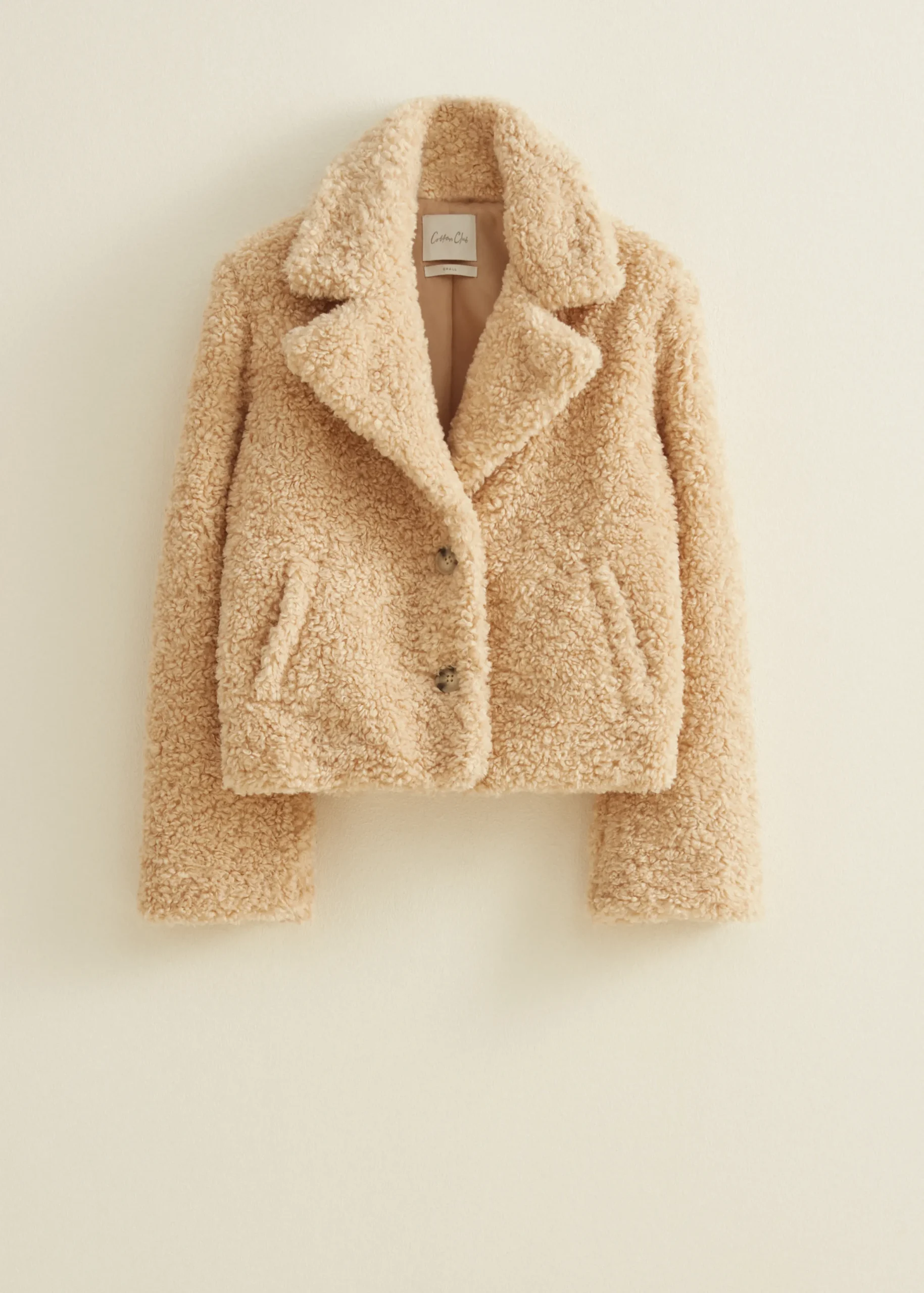 Outlet Cotton Club Korte teddy jas wit,off-white