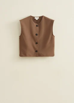 Outlet Cotton Club Kort gilet taupe