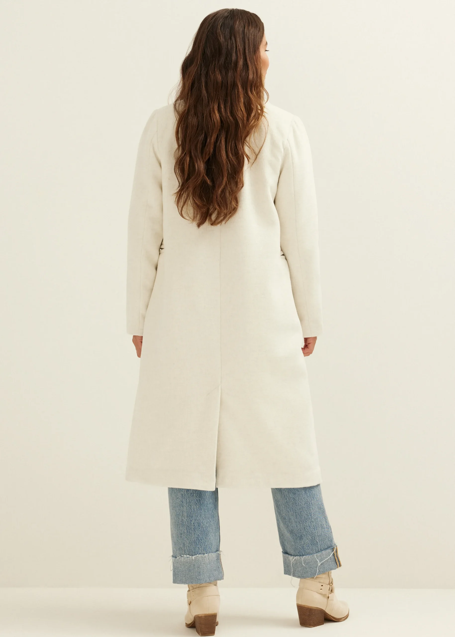 Best Cotton Club Lange jas wolmix wit,off-white