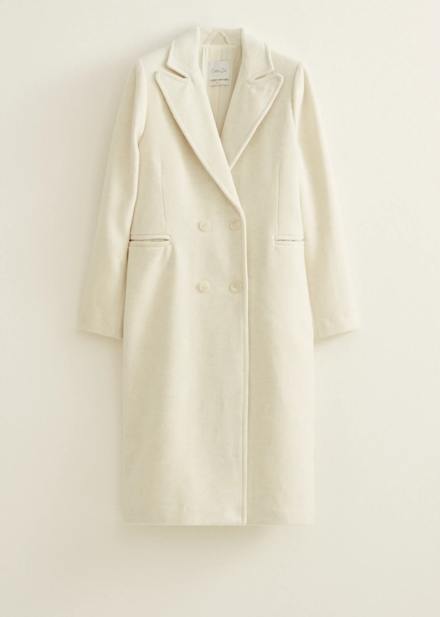 Best Cotton Club Lange jas wolmix wit,off-white