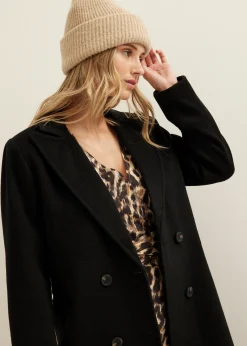 Fashion Cotton Club Lange jas wolmix zwart