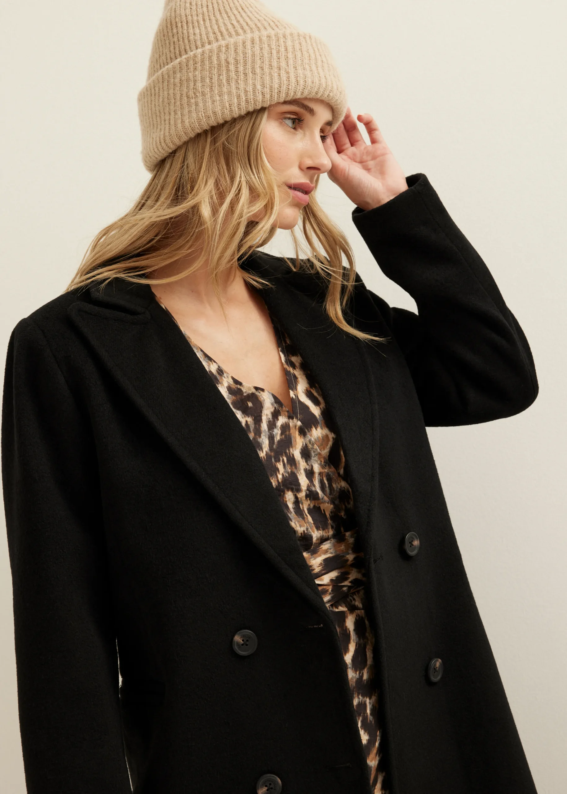 Fashion Cotton Club Lange jas wolmix zwart