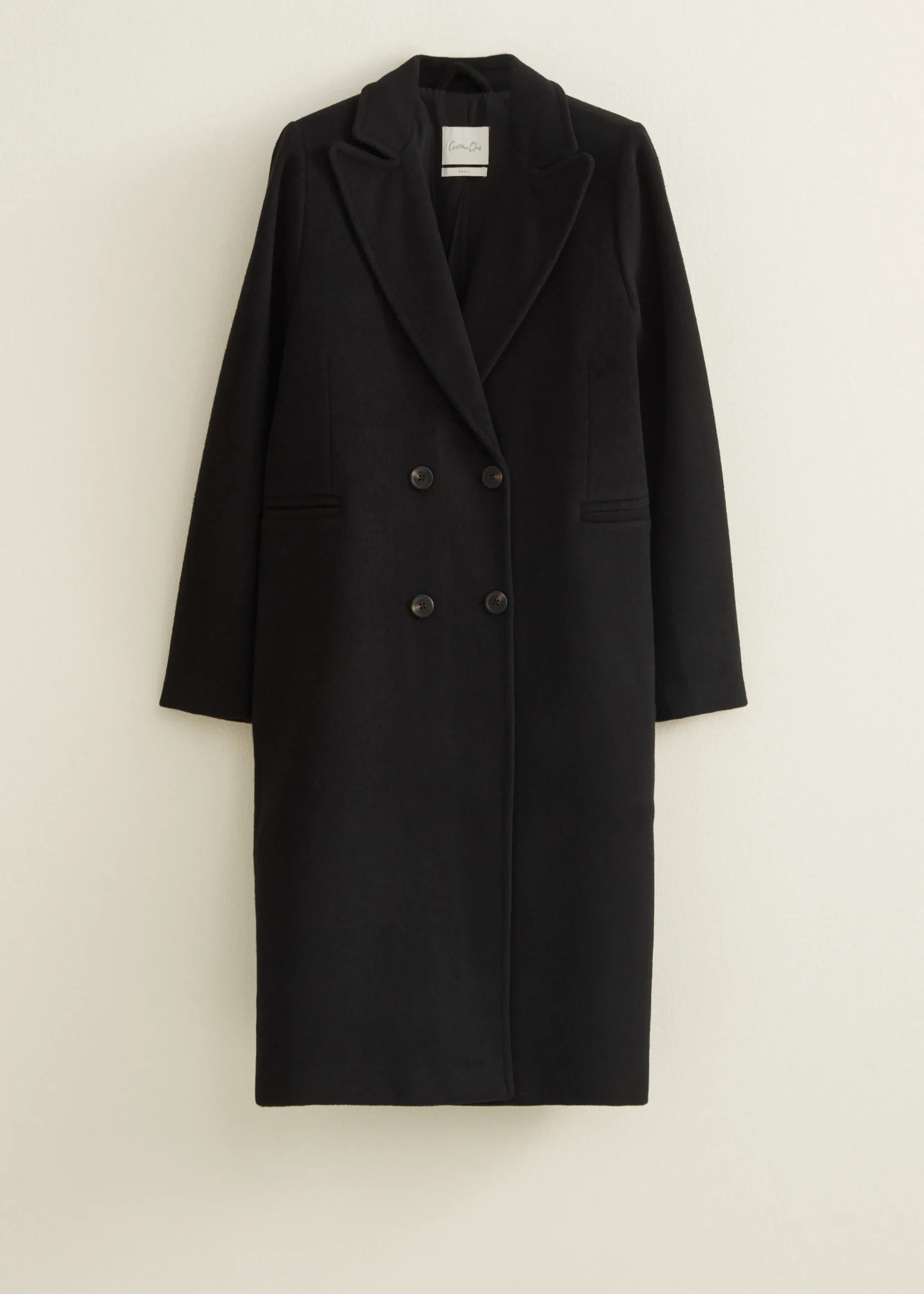 Fashion Cotton Club Lange jas wolmix zwart