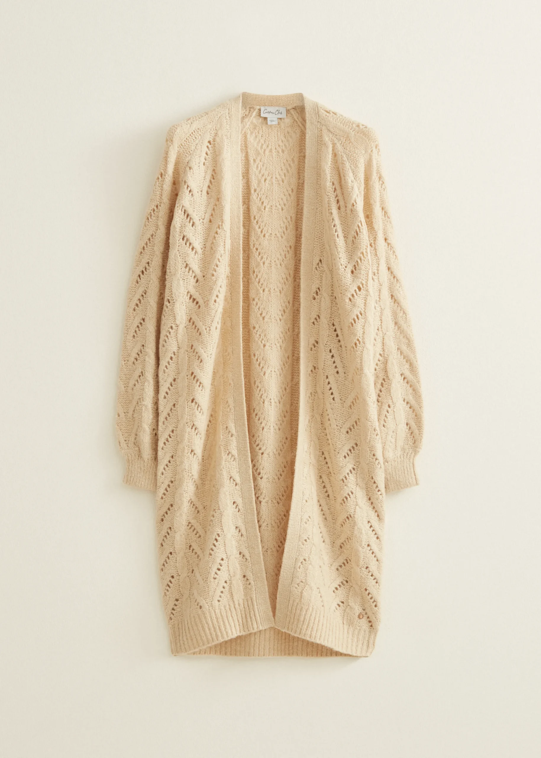 Online Cotton Club Lang vest ajour lichtzand