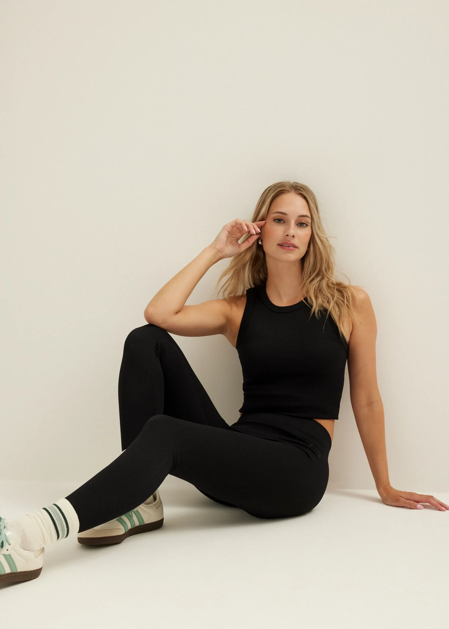 Best Cotton Club Legging met rib structuur zwart