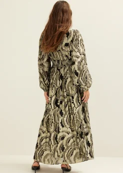 Sale Cotton Club Maxi jurk jacquard goud