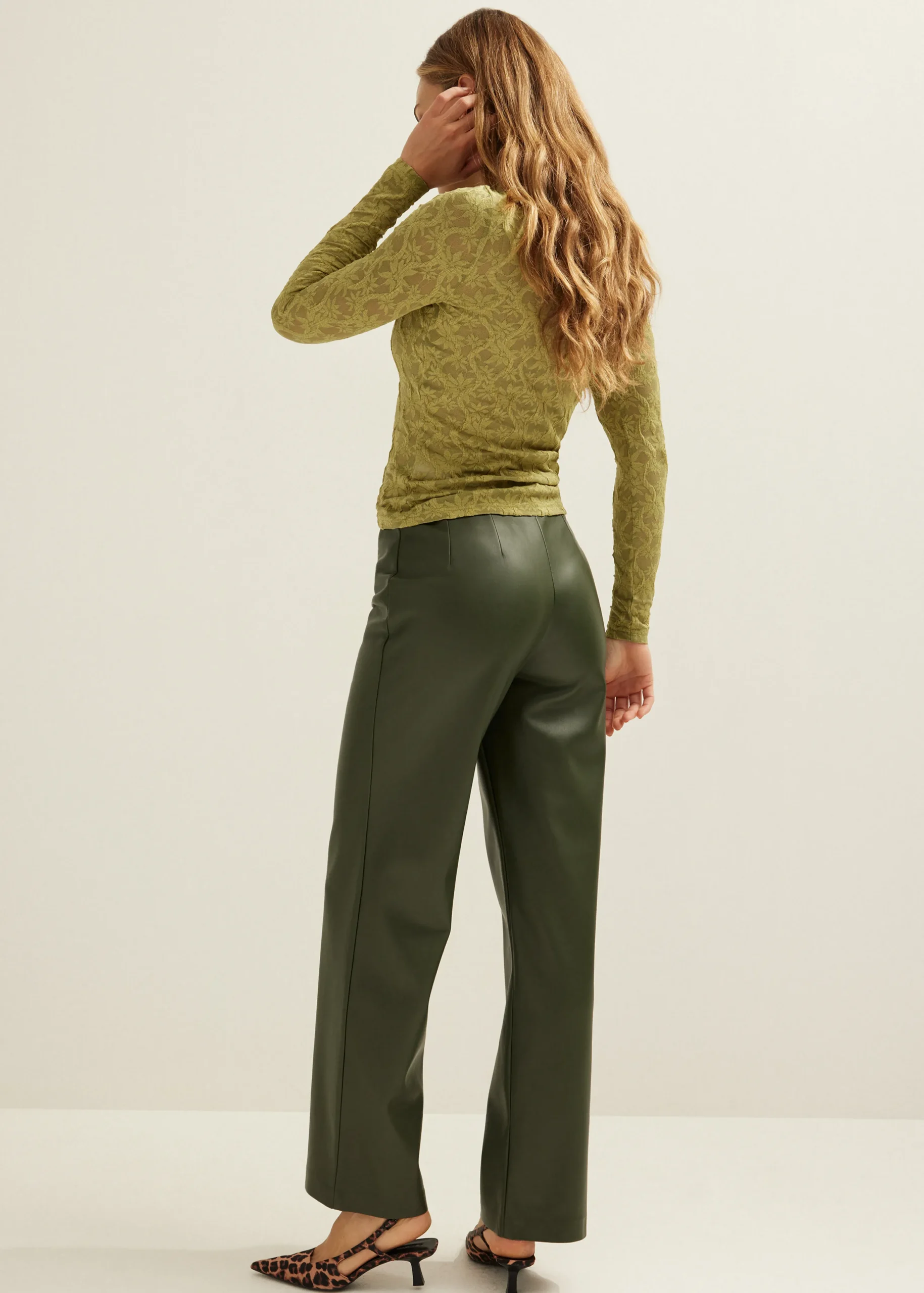 Outlet Cotton Club Mesh top bloemen groen