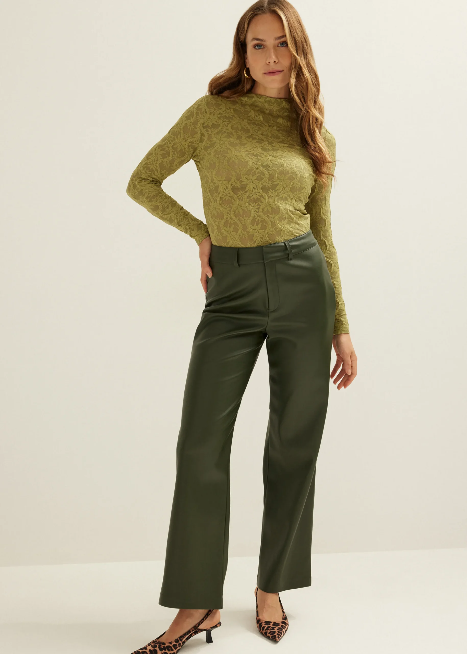 Outlet Cotton Club Mesh top bloemen groen