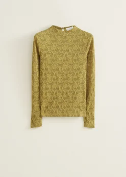 Outlet Cotton Club Mesh top bloemen groen