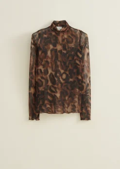 Online Cotton Club Mesh top met col meerkleurig