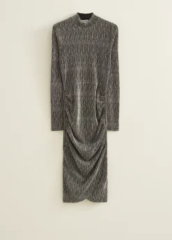 Best Cotton Club Midi glitter jurk zwart