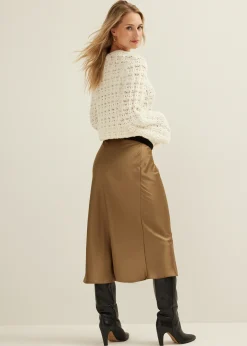 New Cotton Club Midi rok satijn look groen,olijf,licht