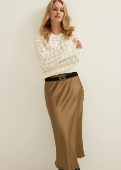 New Cotton Club Midi rok satijn look groen,olijf,licht
